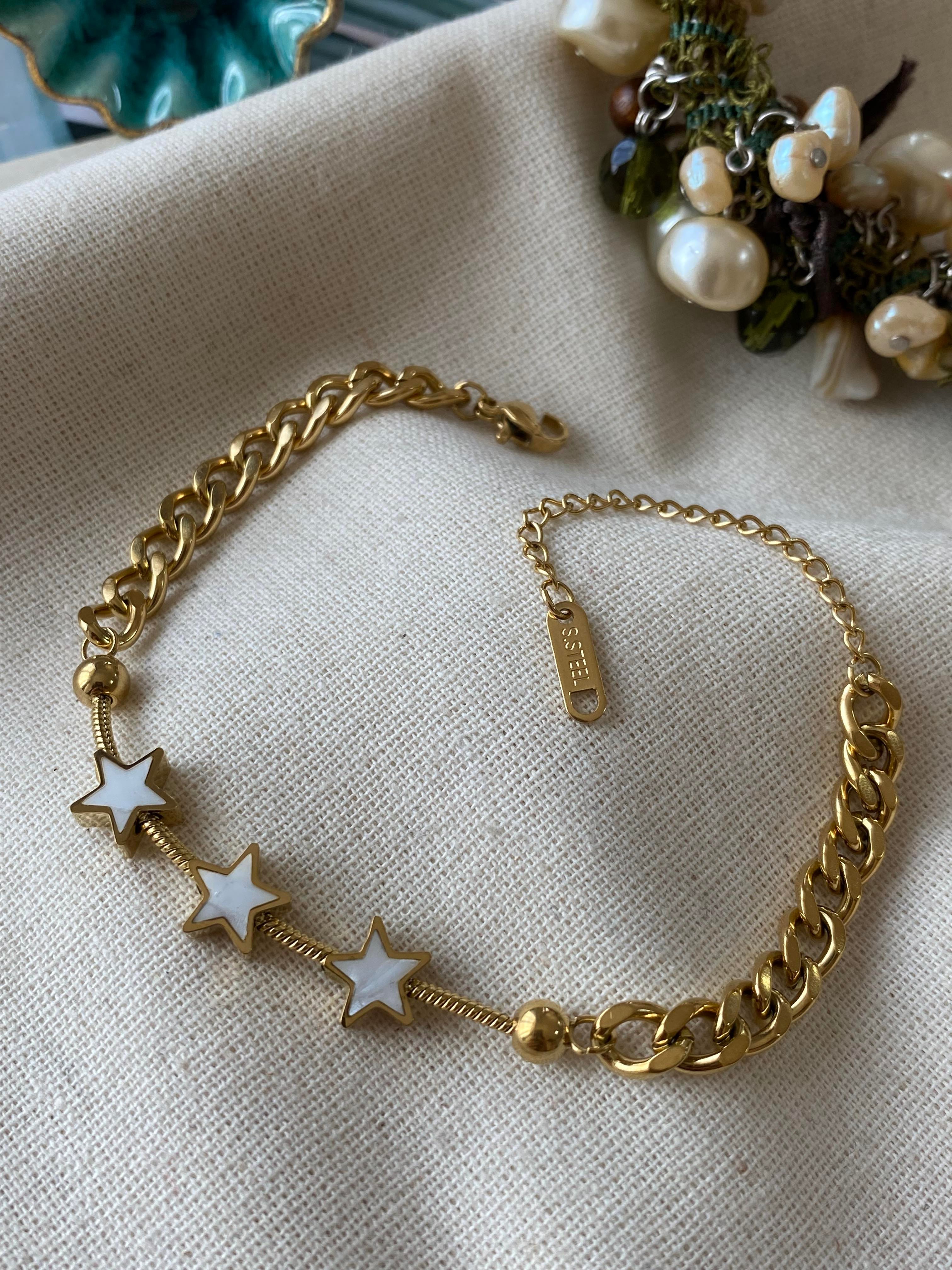 Çelik White Stars Chain Bileklik