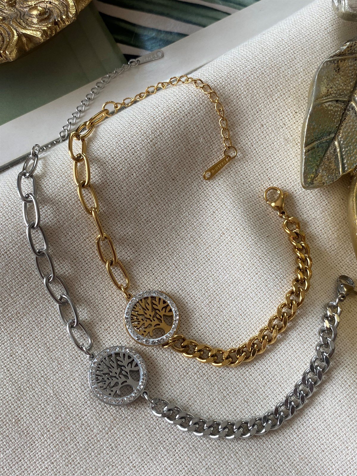 Çelik Yaşam Ağacı Bileklik