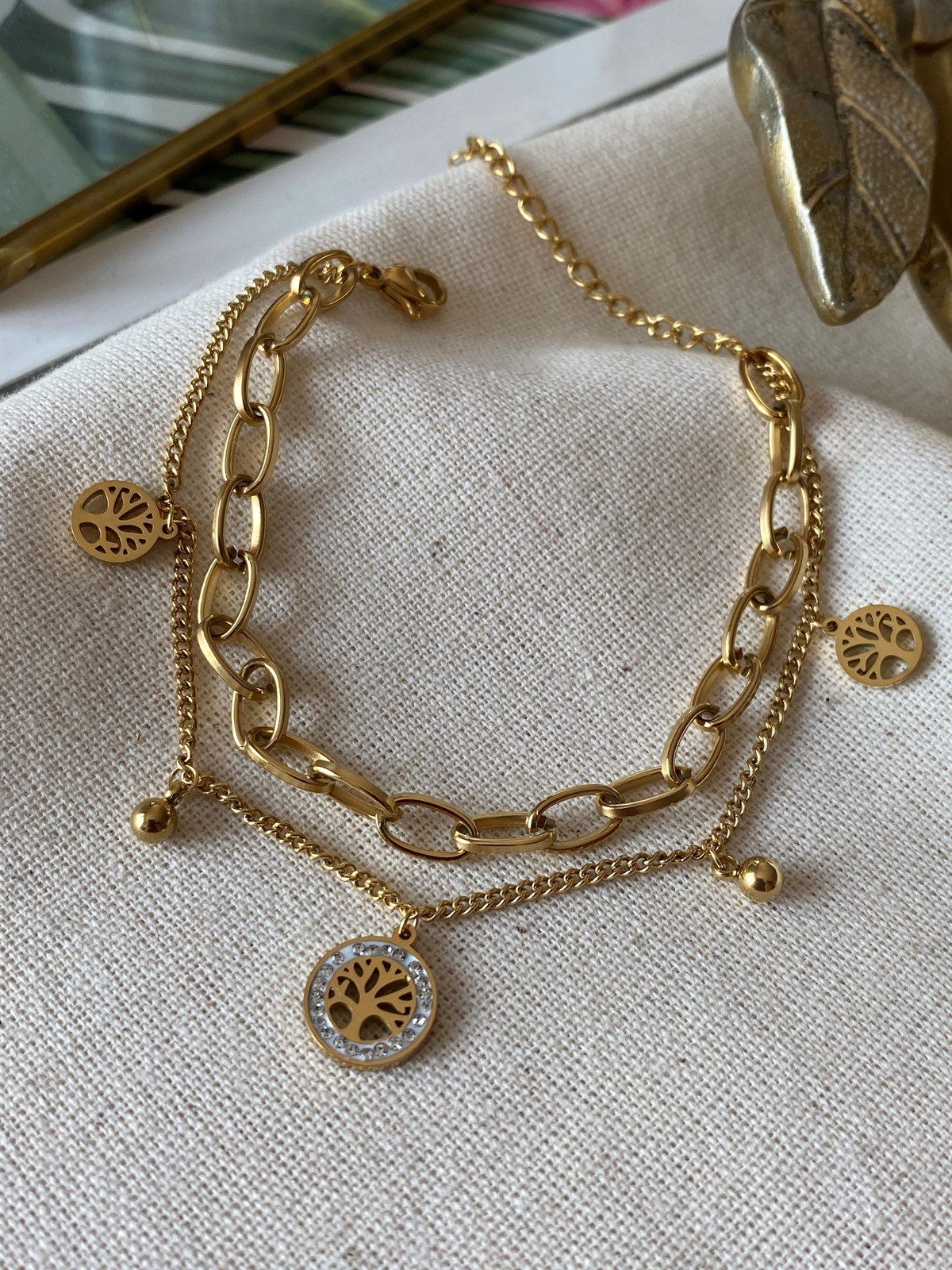 Çelik Yaşam Ağacı Bileklik