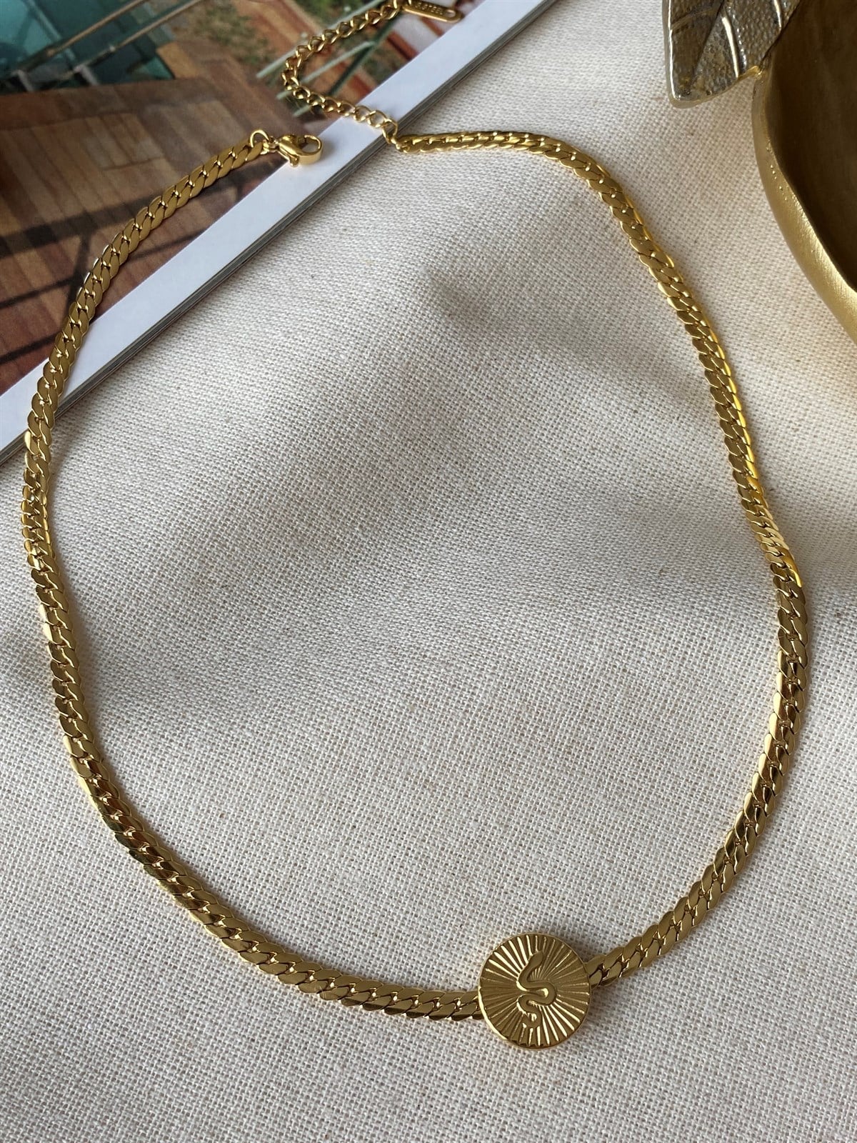 Çelik Yılan Choker Kolye