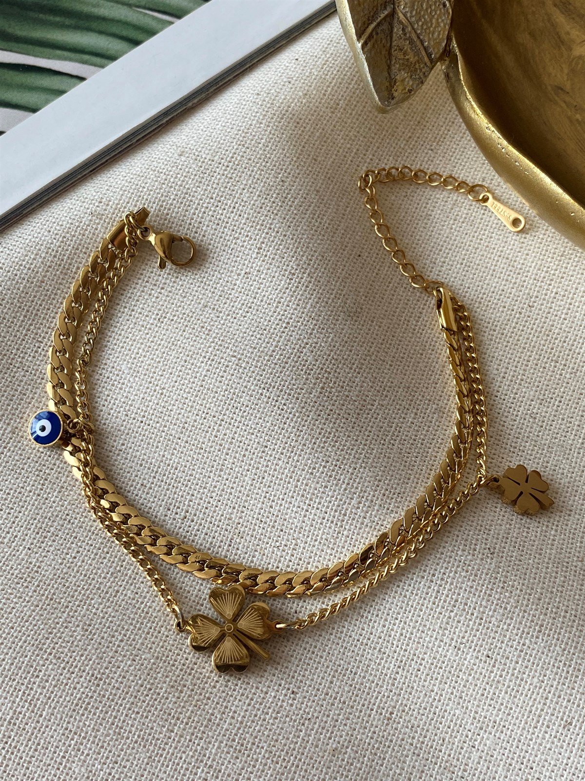 Çelik Yoncalı İkili Bileklik