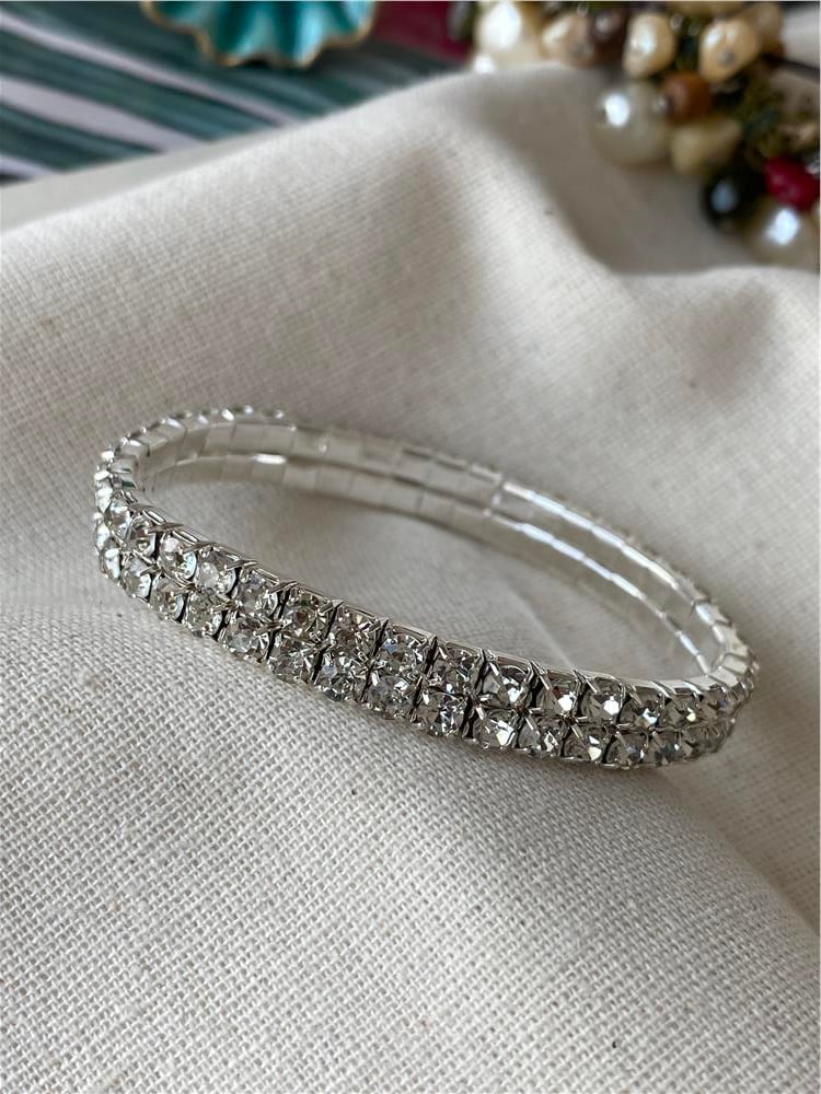 Çift Sıra Silver Suyolu Esnek Bileklik