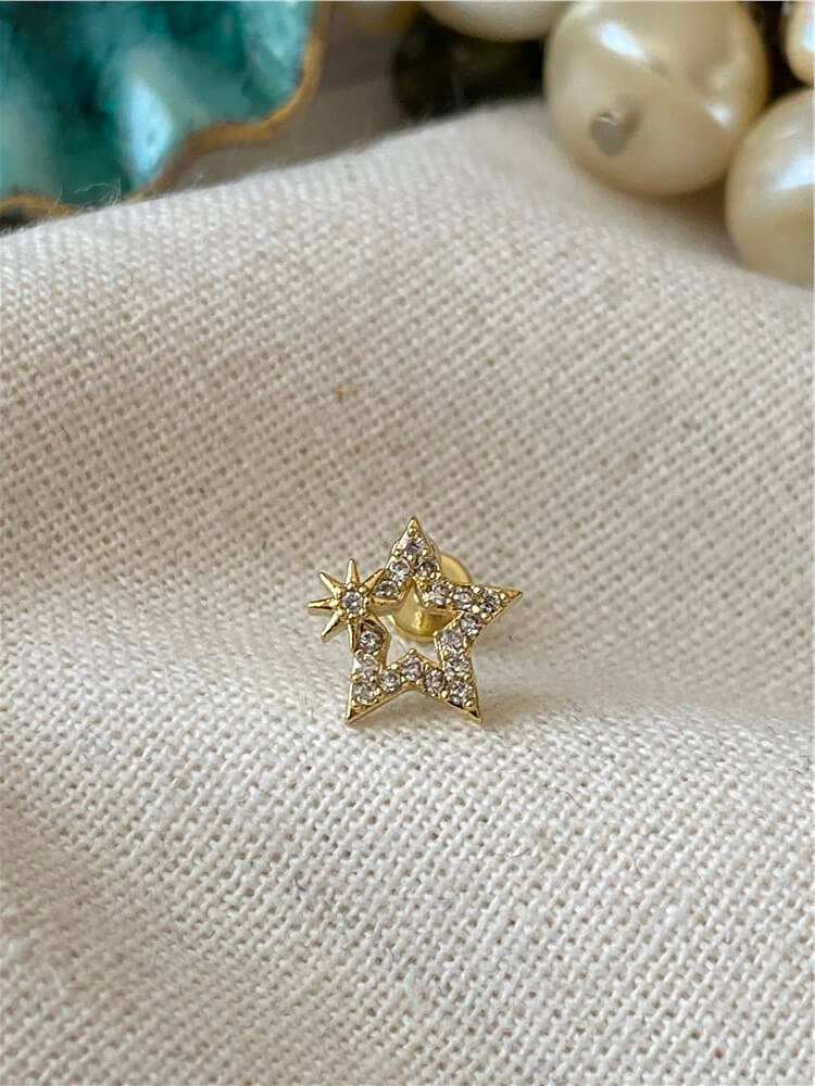Çift Yıldız Piercing Küpe