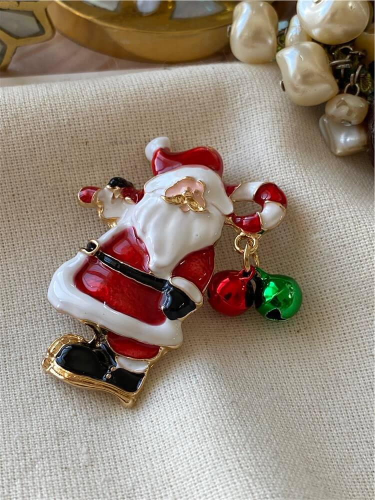 Çift Zil Detaylı Noel Baba Broş