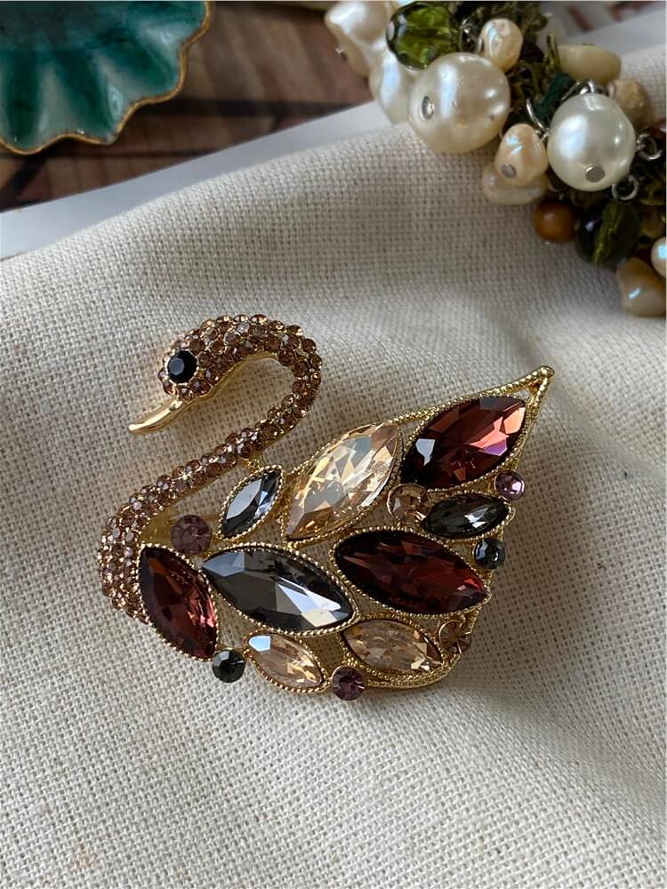 Dark Golden Swan Broş