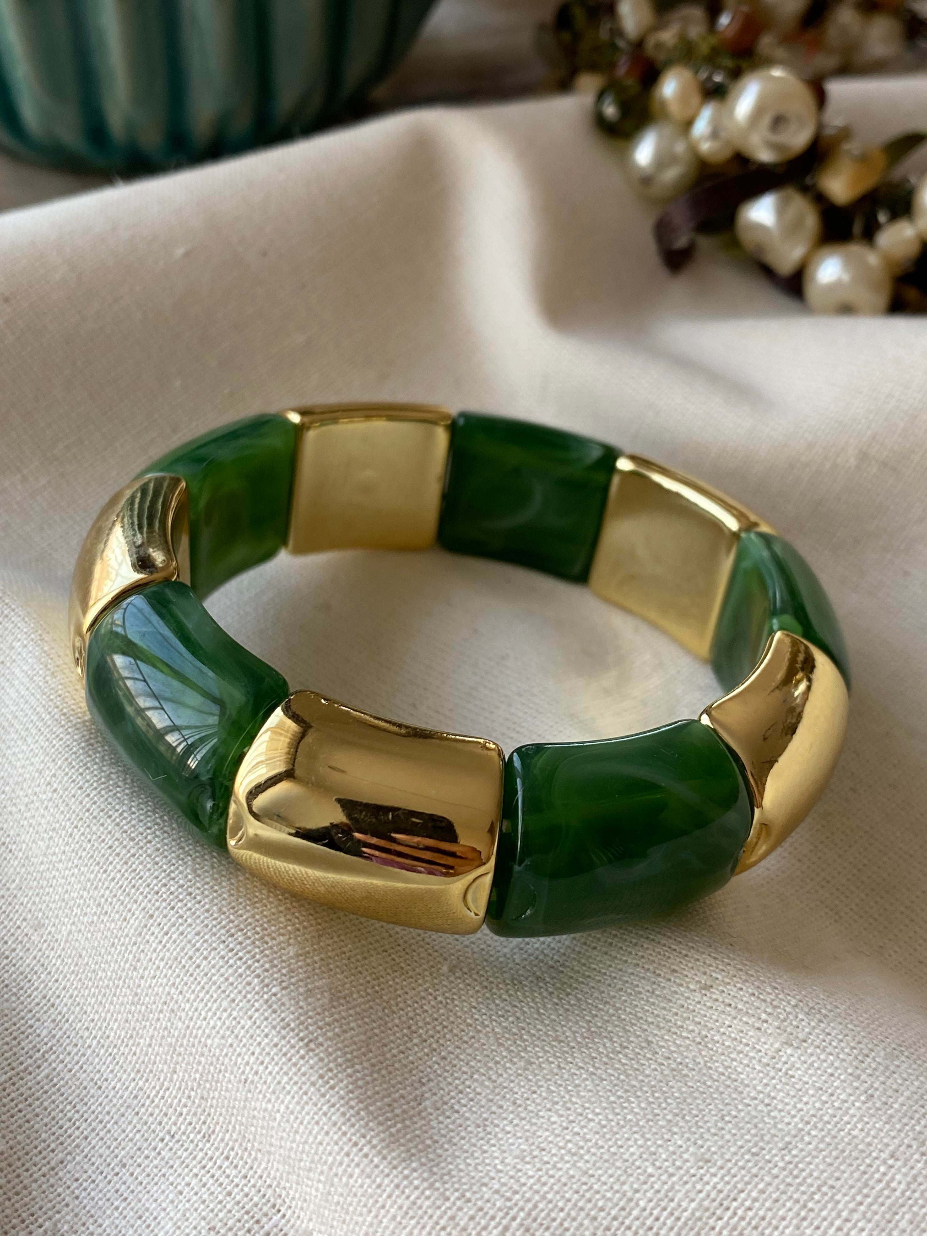 Geniş Gold Detaylı Esnek Bileklik