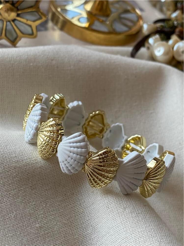 Gold Beyaz İstiridye Model Esnek Bileklik