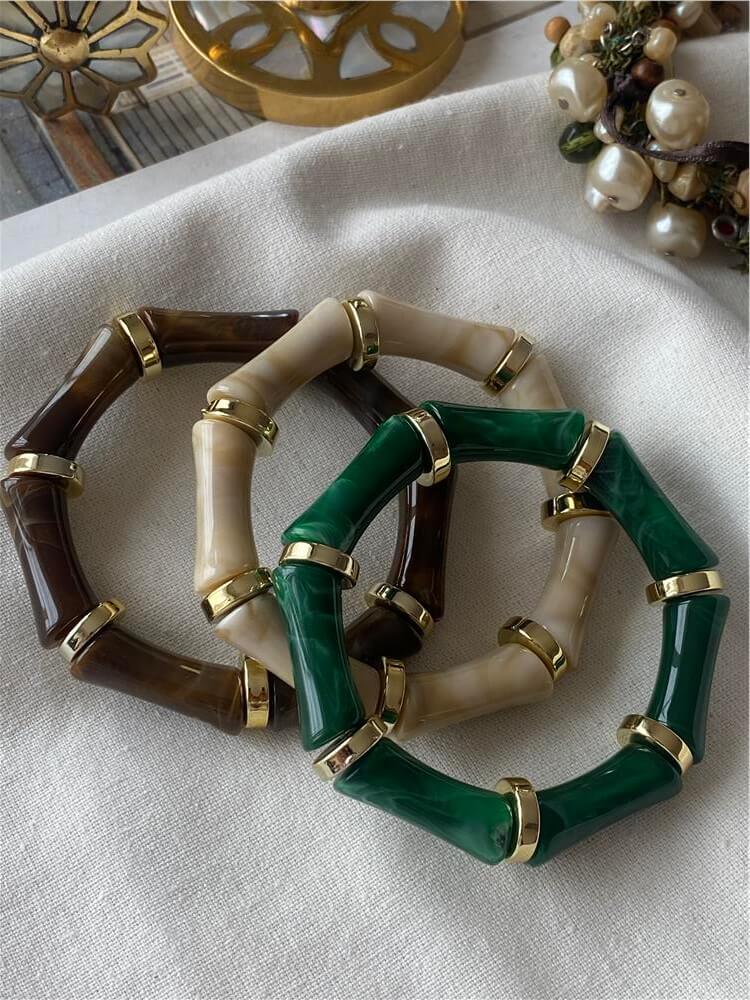 Gold Detaylı Kemik Model Esnek Bileklik