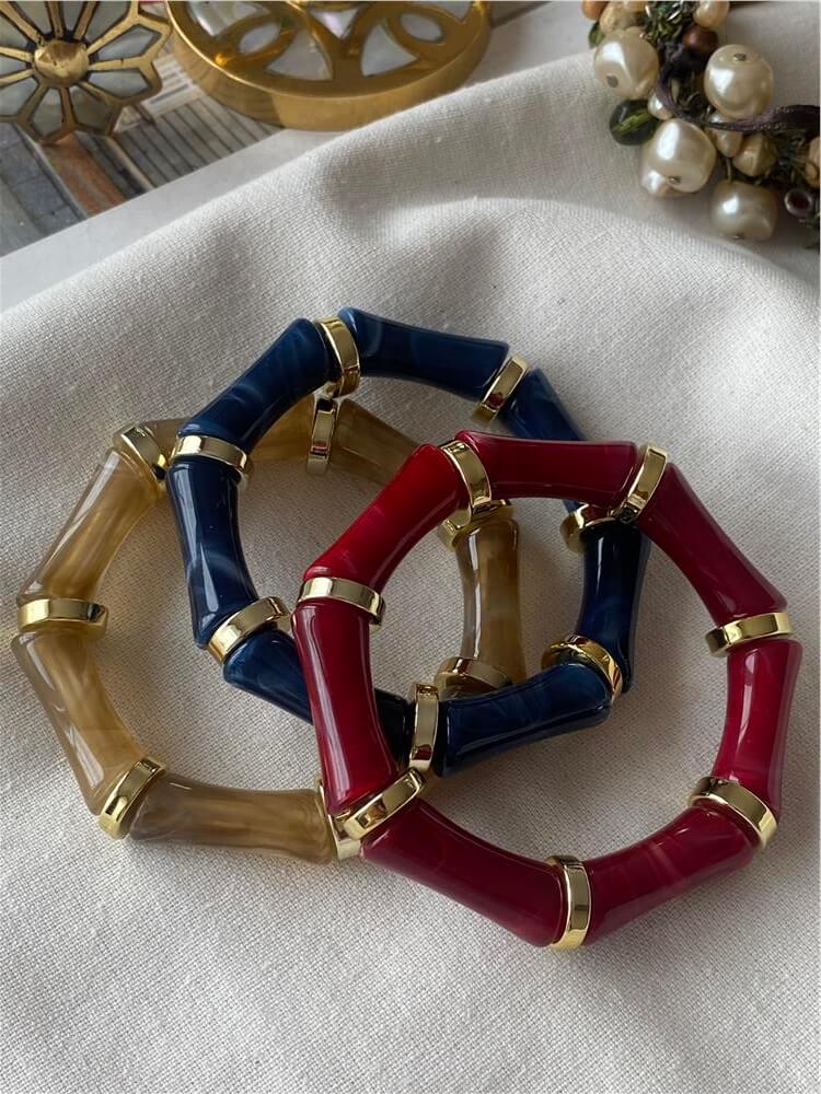 Gold Detaylı Kemik Model Esnek Bileklik