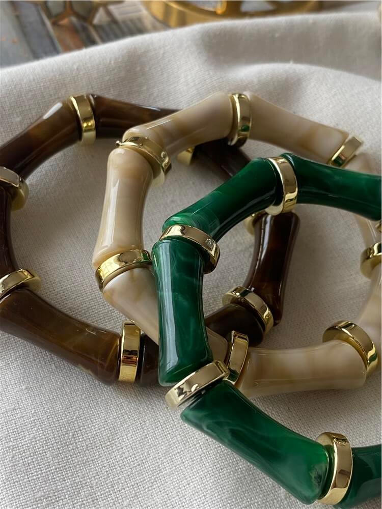 Gold Detaylı Kemik Model Esnek Bileklik