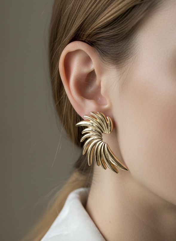Gold Feather Küpe
