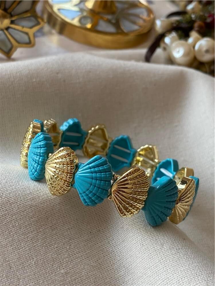 Gold Mavi İstiridye Model Esnek Bileklik