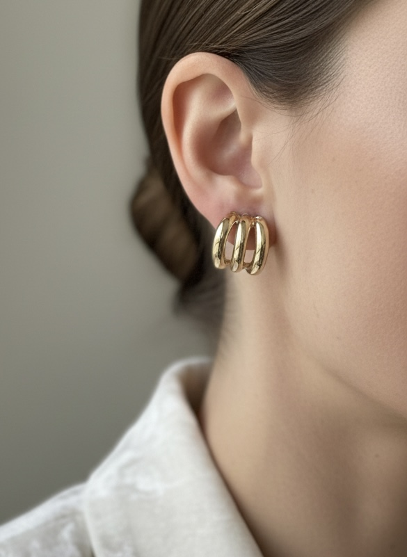 Gold Mini Kaburga Küpe