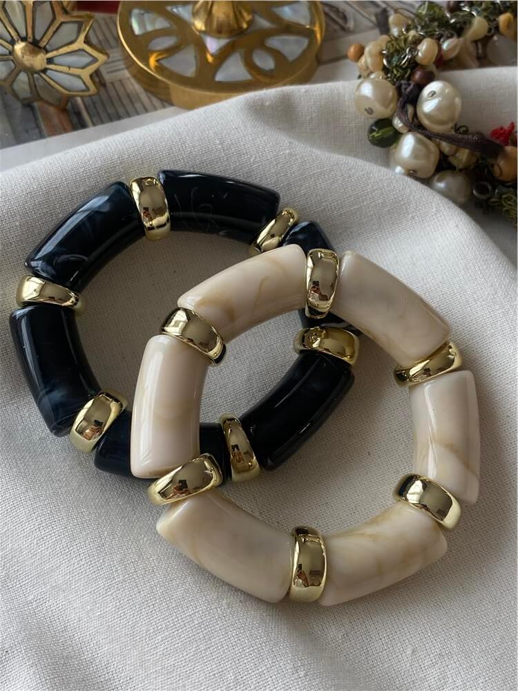 Gold Plaka Detaylı Esnek Bileklik