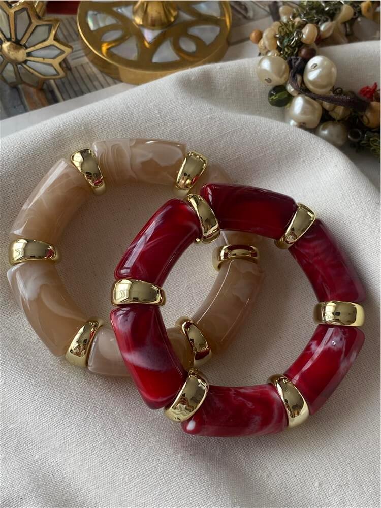 Gold Plaka Detaylı Esnek Bileklik