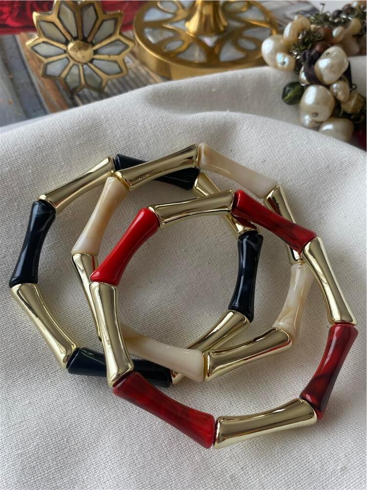 Gold Plaka Detaylı Kemik Model Esnek Bileklik