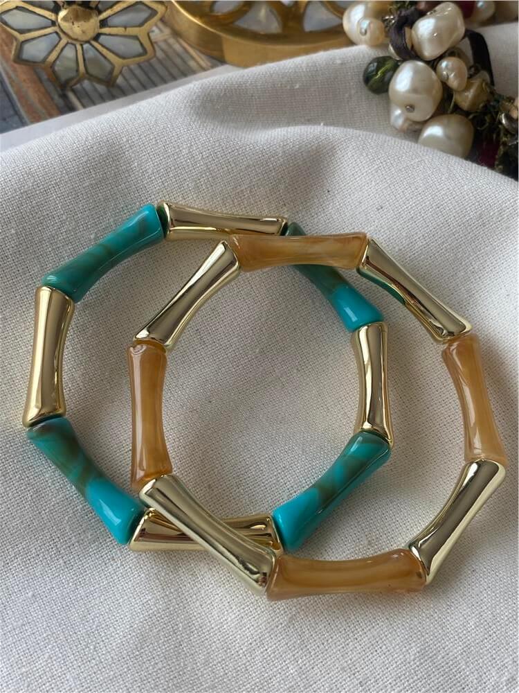 Gold Plaka Detaylı Kemik Model Esnek Bileklik