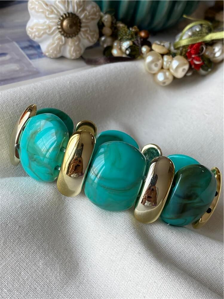 Gold Plakalı Yeşil Esnek Bileklik