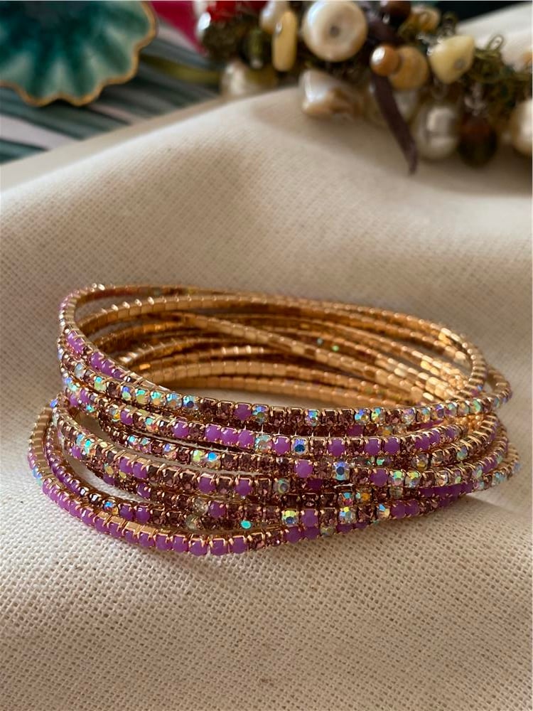 Gold Purple Shine Esnek Suyolu Bileklik