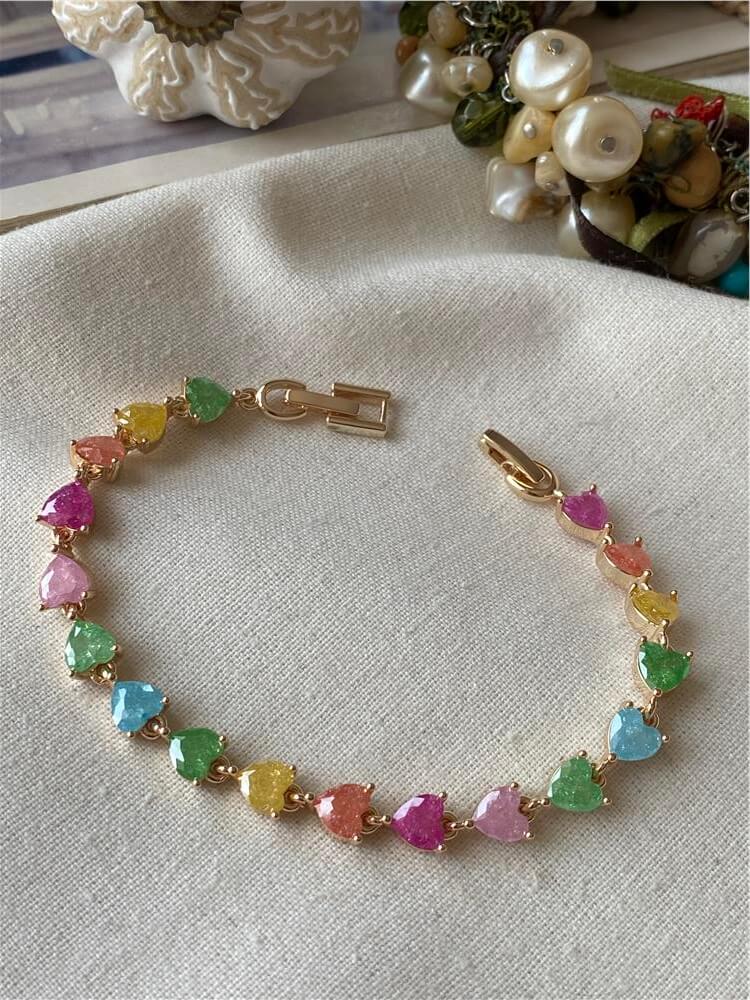 Gold Sıralı Renkli Kalpler Bileklik