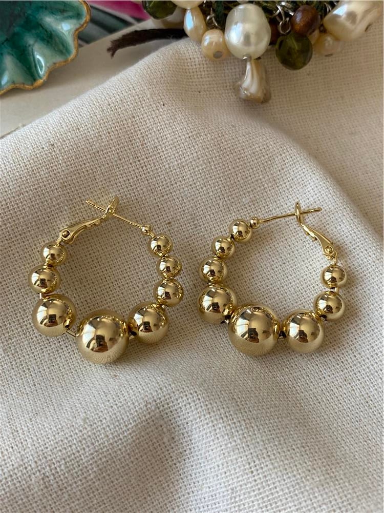 Golden Balls Halka Küpe