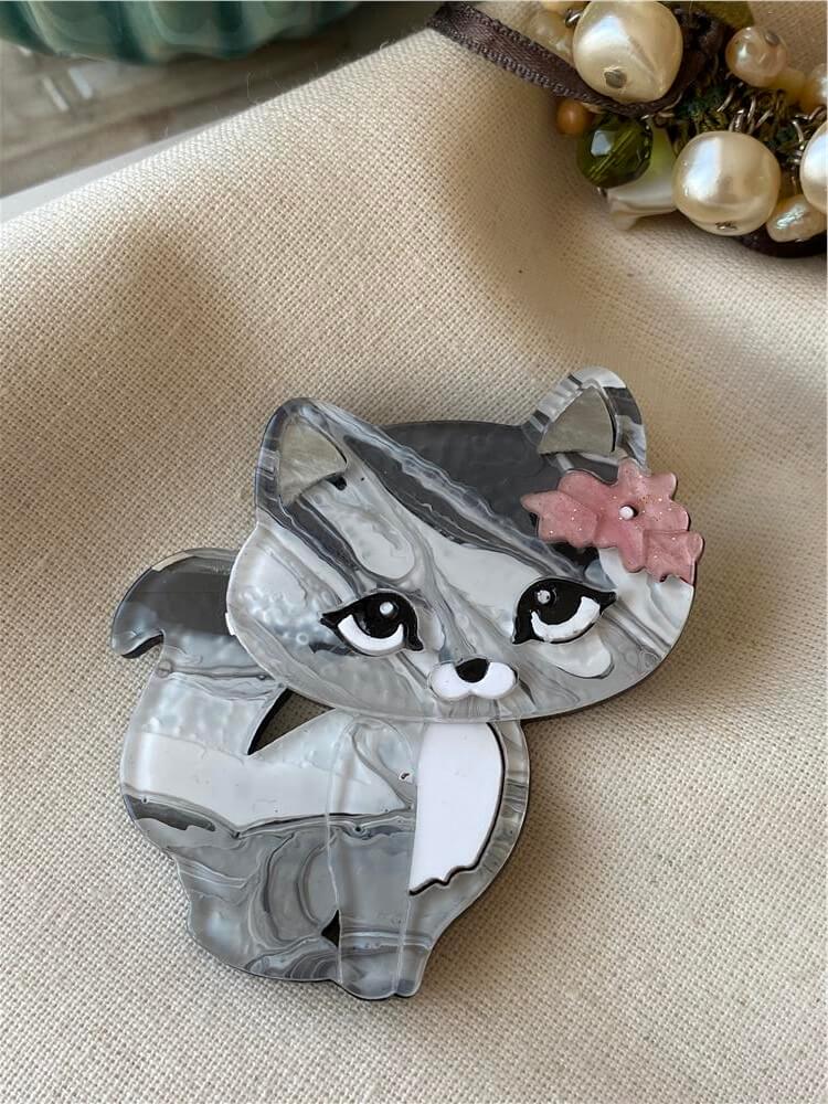Gri Kedi Broş