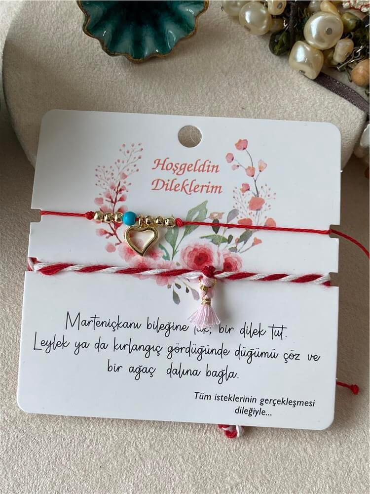 İkili Kalp Sallantılı Marteniçka Bileklik