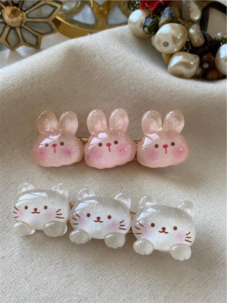 İkili Kedicik ve Pembe Tavşan Toka