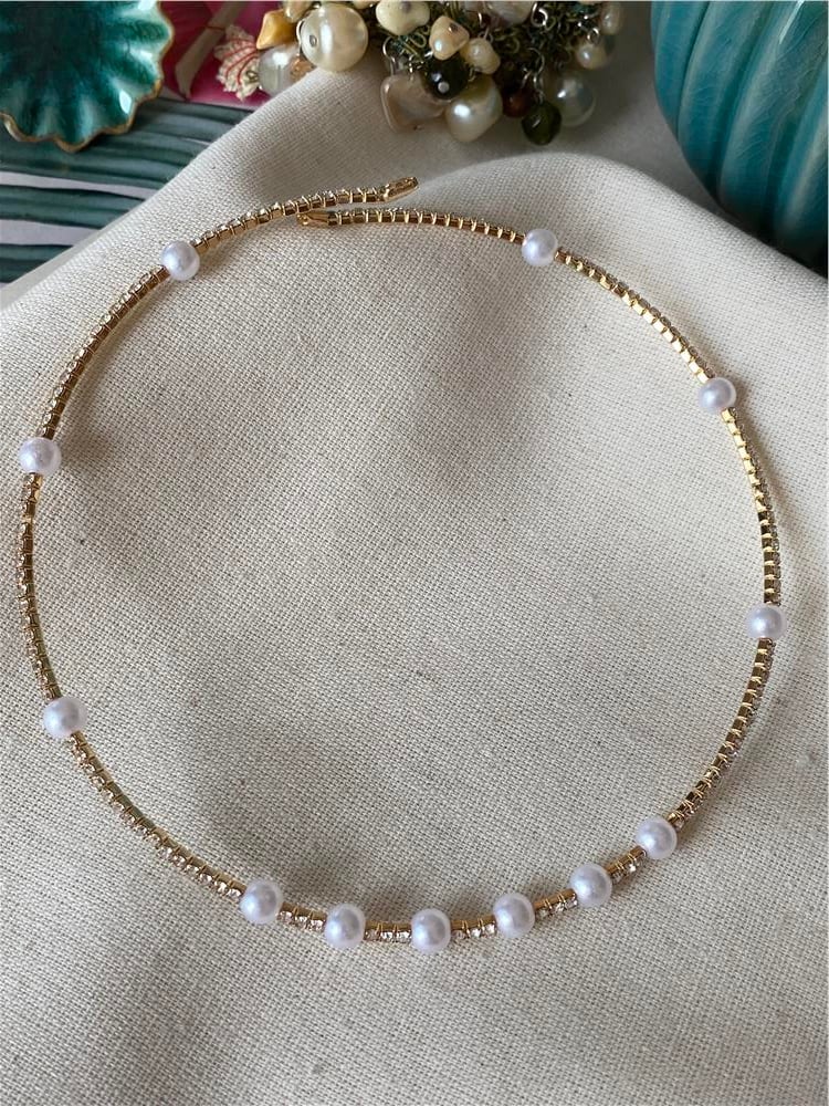 İncili Suyolu Choker Kolye