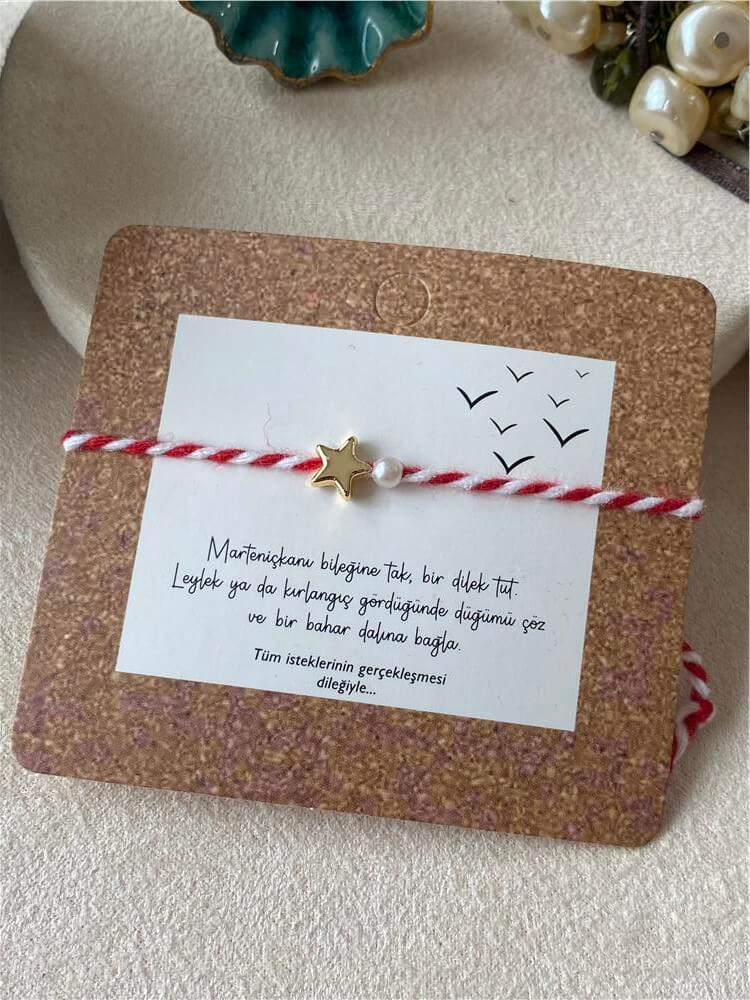 İncili Yıldız Model Marteniçka Bileklik