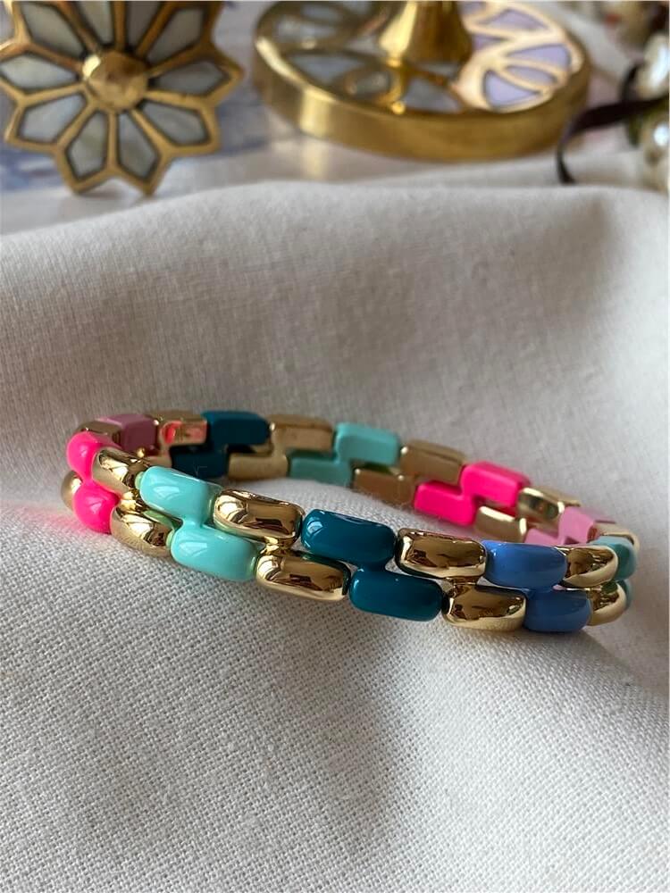 Karışık Renkli Z Model Porselen Esnek Bileklik