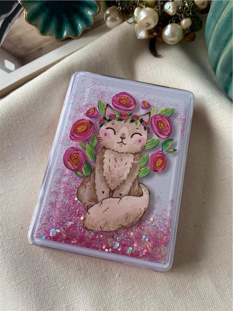 Koyu Pembe Çiçekli Kedi Ayna
