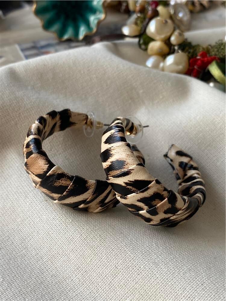 Leopar Desenli Halka Küpe
