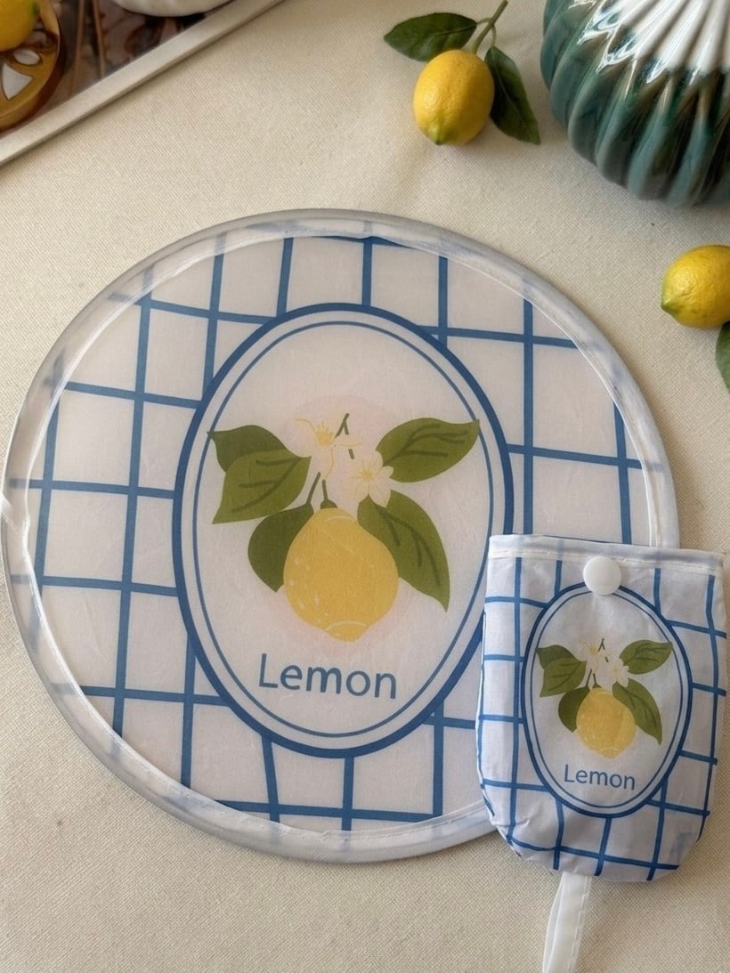 Limon Desenli Katlanır Yelpaze