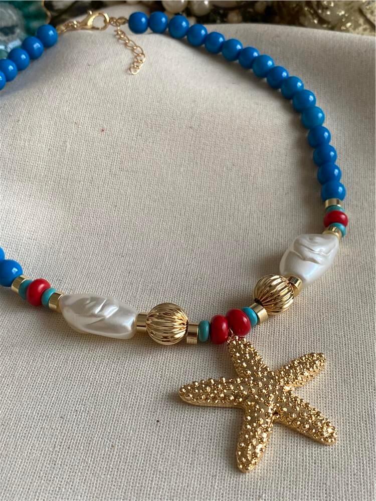 Mavi Boncuklu Denizyıldızı Kolye