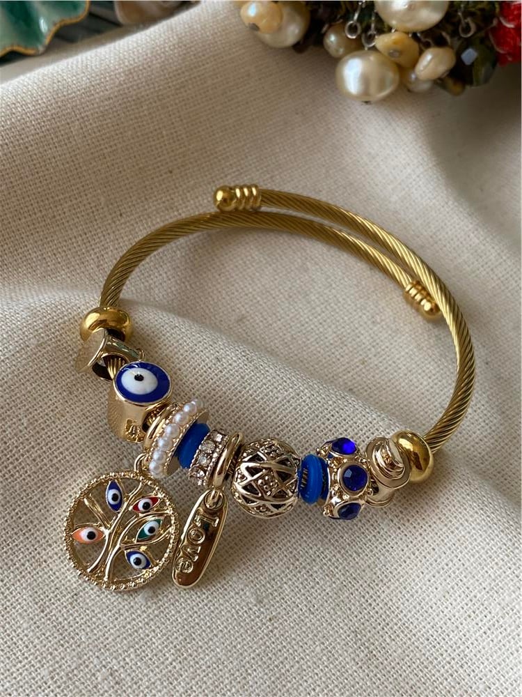 Mavi Taşlı Yaşam Ağacı Charm Bileklik