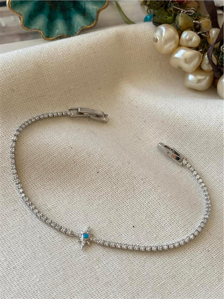 Mavi Taşlı Yıldız Detaylı Suyolu Bileklik