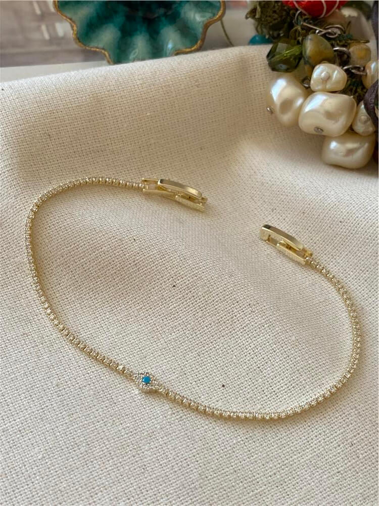 Minimal Göz Detaylı Suyolu Bileklik