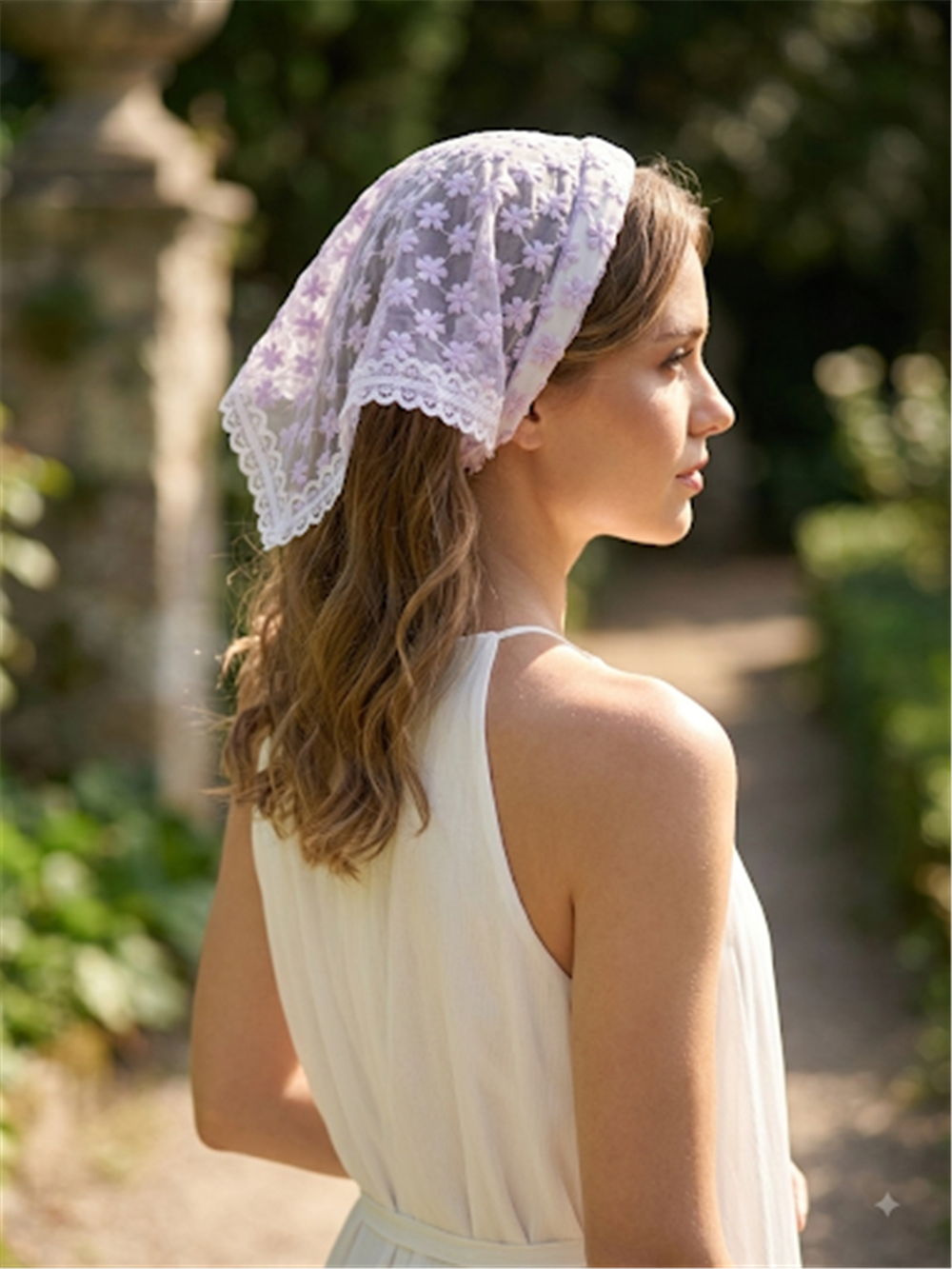 Mor Çiçekli Bandana Model Taç