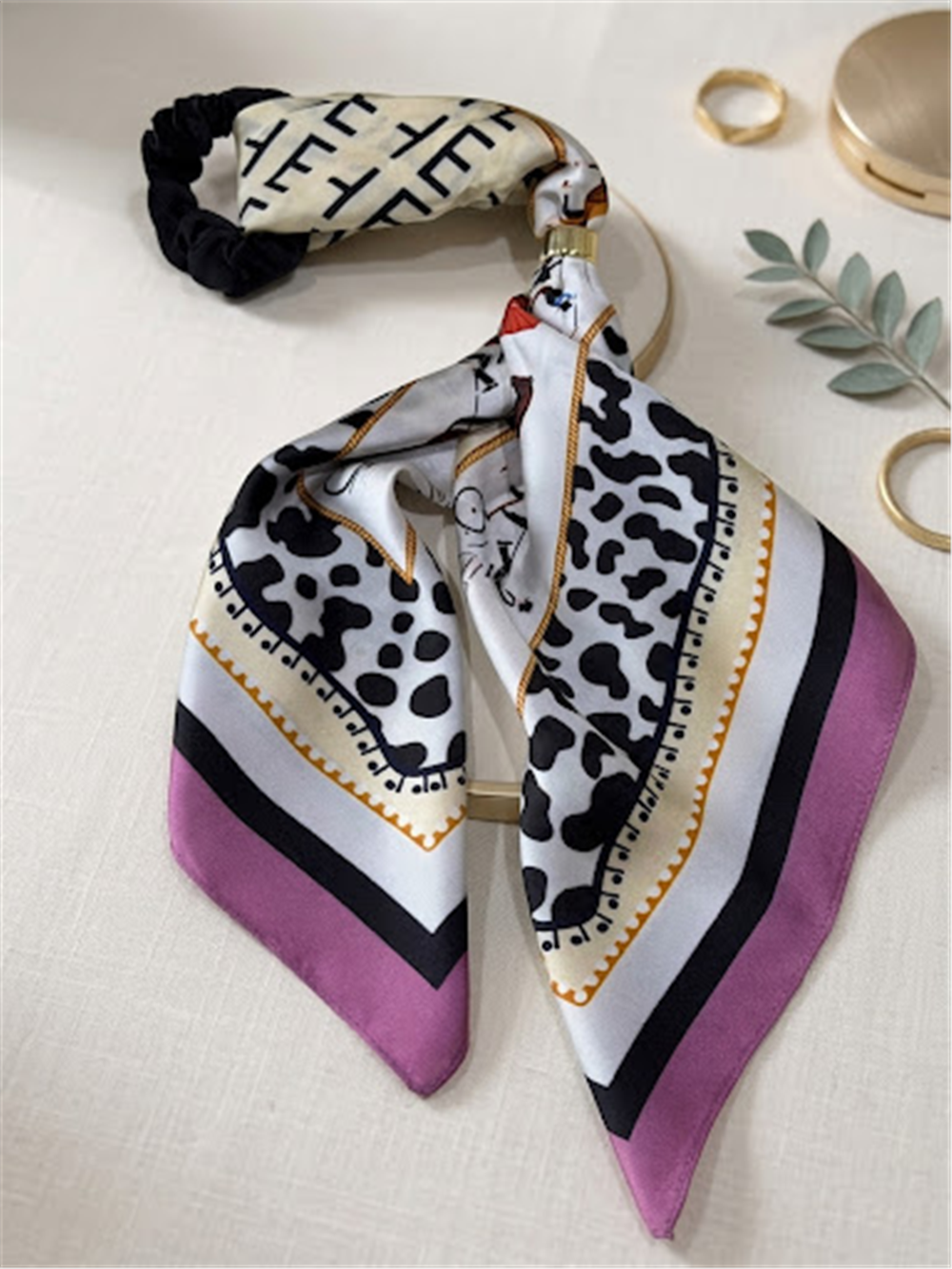 Mor Leopar Desenli Fular Toka
