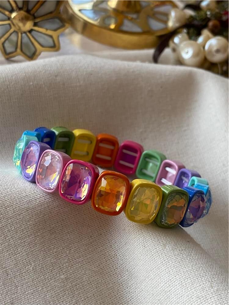 Neon Taşlı Esnek Porselen Bileklik