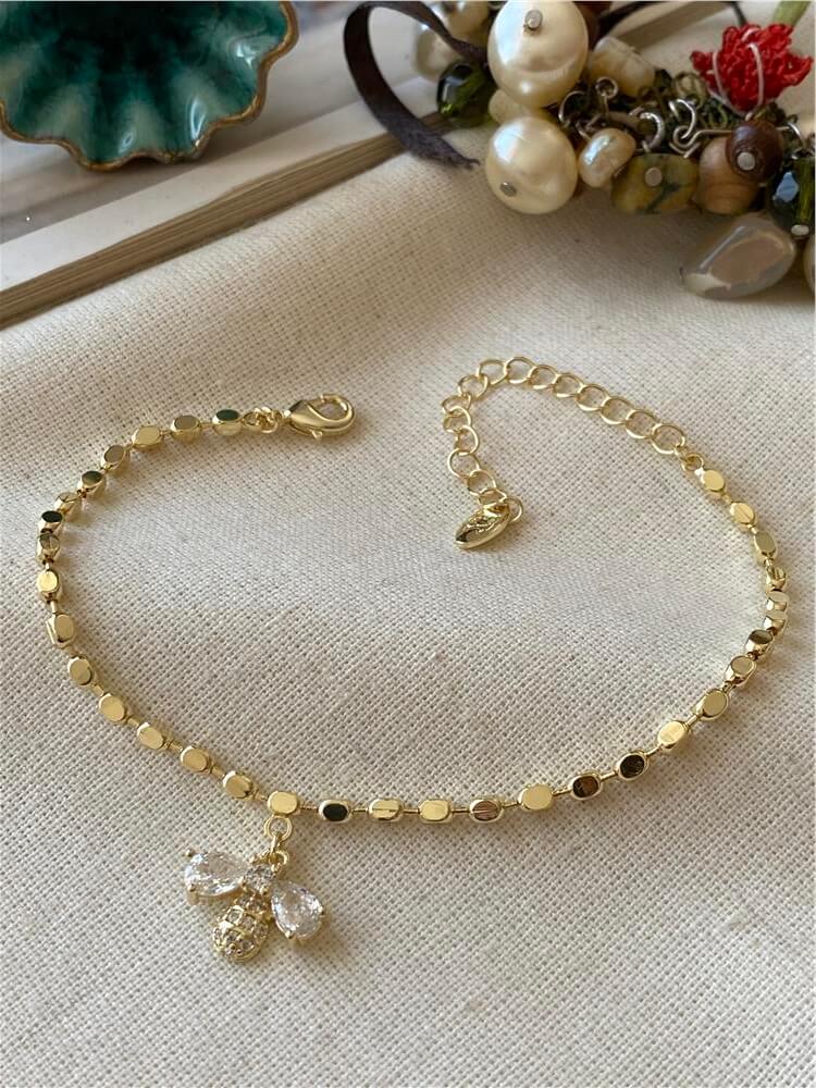 Özel Seri 14K Arı Charmlı Küp Bileklik