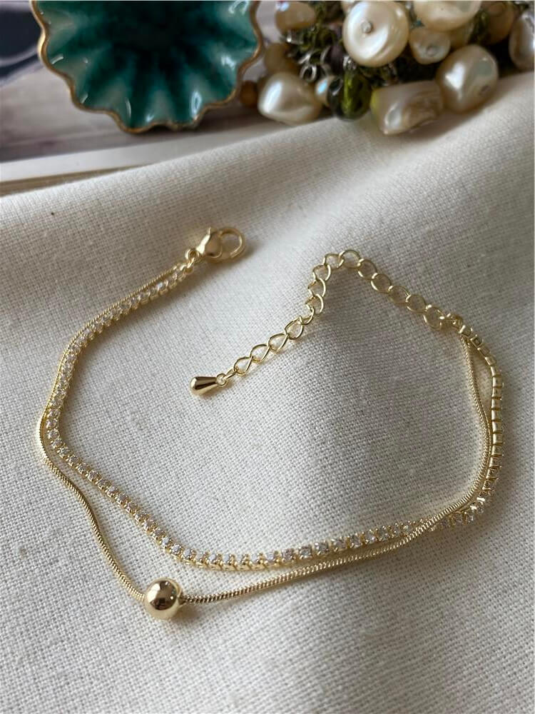 Özel Seri 14K Dorika Detaylı İkili Suyolu Bileklik