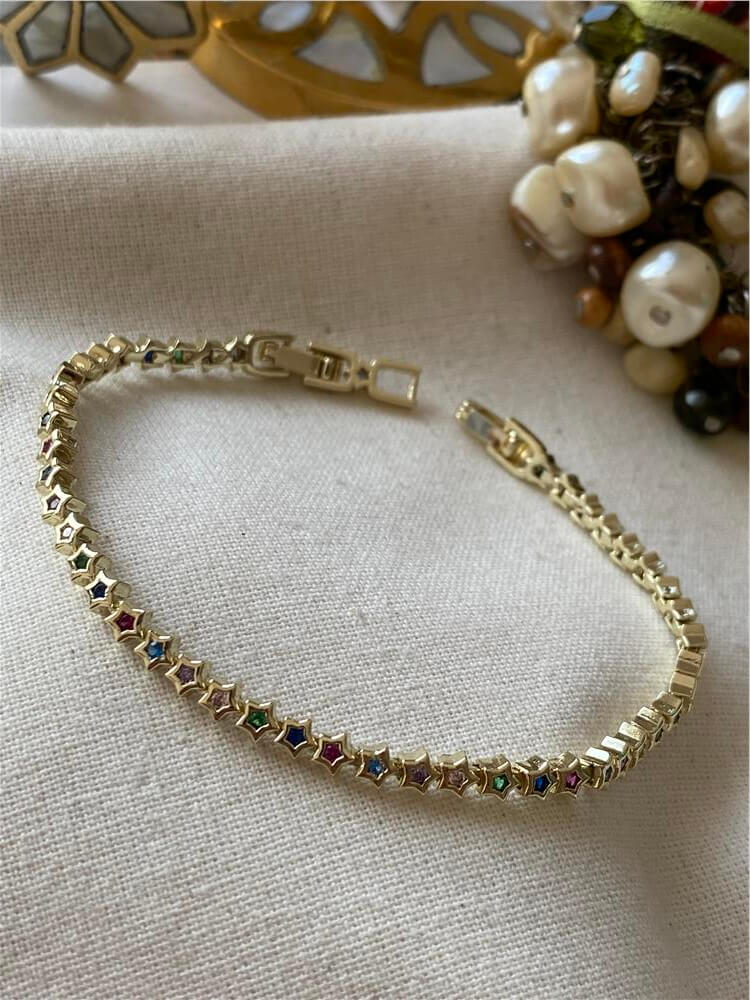 Özel Seri 14K Renkli Taşlı Çıtır Yıldızlar Bileklik