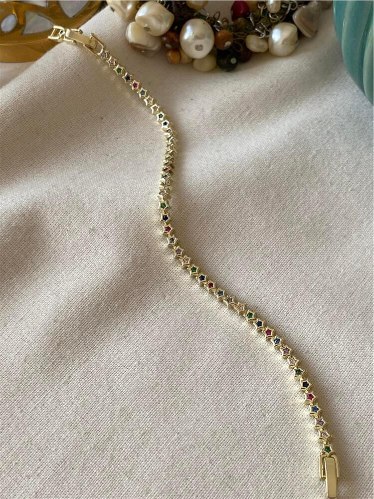 Özel Seri 14K Renkli Taşlı Çıtır Yıldızlar Bileklik