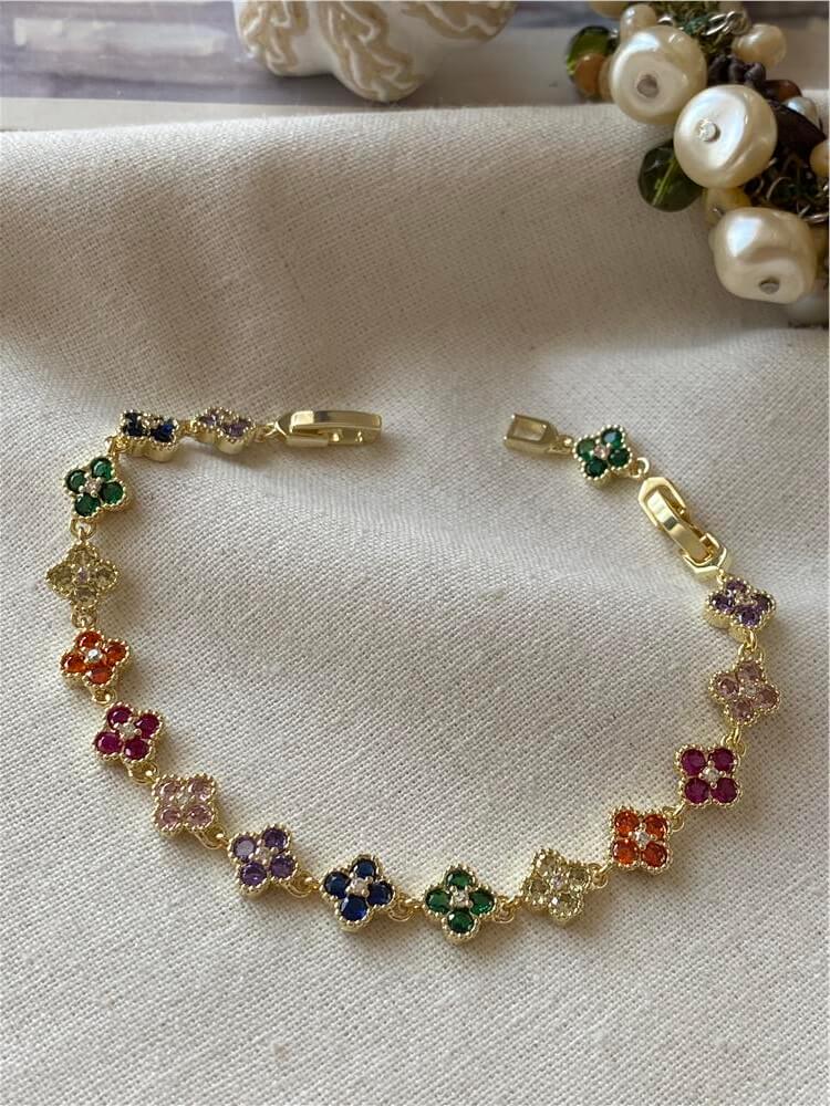 Özel Seri 14K Renkli Taşlı Cleef Model Bileklik