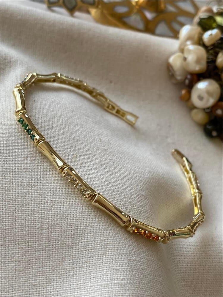 Özel Seri 14K Renkli Taşlı Zarif Bileklik