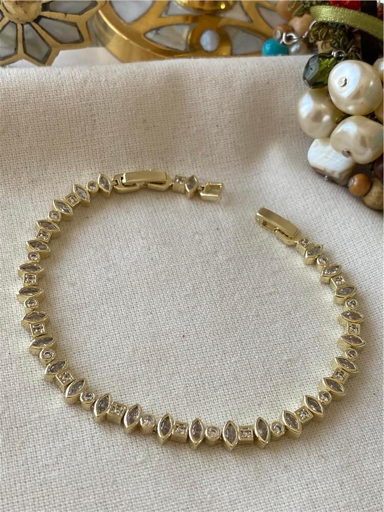 Özel Seri 14K Sıralı Arpa Taşlı Bileklik