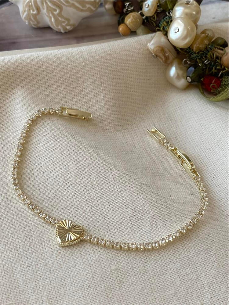 Özel Seri 14K Tasarım Kalp Suyolu Bileklik