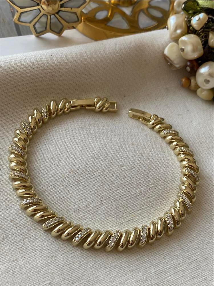 Özel Seri 14K Taşlı Bombeli Bileklik